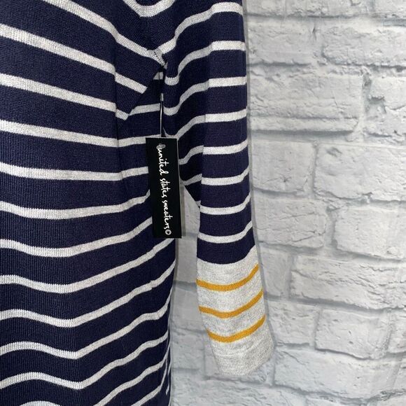United States sweaters women M NWT Vneck Longsleeve pullover stripe sweater - Picture 3 of 10